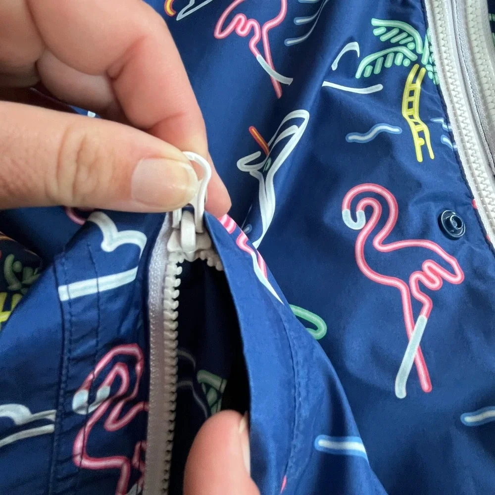 Chubbies Swim Jacket Oversized Medium Neon Y2K Flamingo Full Zip Beach 16775